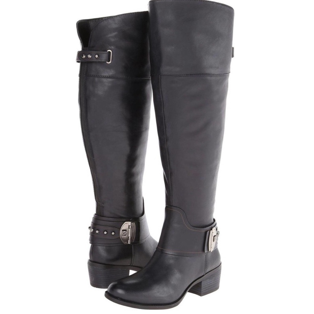 Beatrix Harness Boot in Black/Juba Silver color size US 8.5.